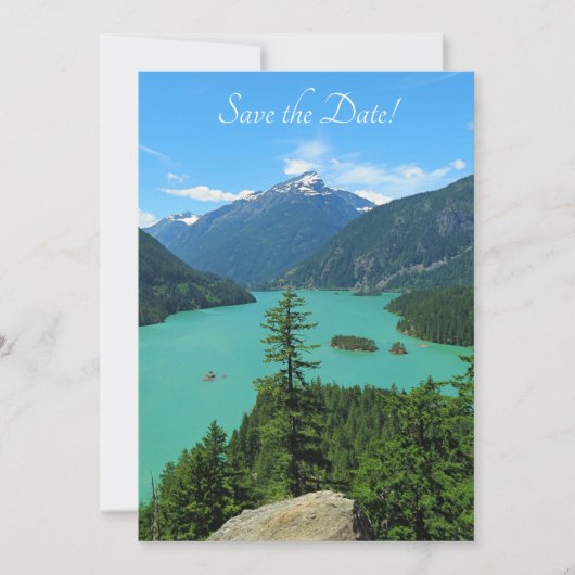 Snowy Mountain Turquoise Lake in Washington Save The Date (Voorkant)