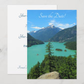 Snowy Mountain Turquoise Lake in Washington Save The Date (Voorkant / Achterkant)