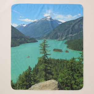 Snowy Mountain Turquoise Lake in Washington Sherpa Deken