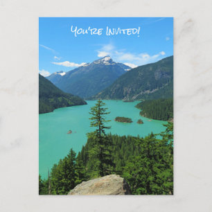 Snowy Mountain Turquoise Lake in Washington Uitnodiging Briefkaart