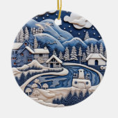 Snowy Mountain Village Ornament (Voorkant)