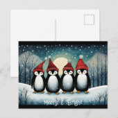 Snowy Mountain Winter Kerstman Pinguïn Kerstmis Feestdagenkaart (Voorkant / Achterkant)