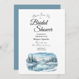Snowy Mountain Winter Lake Bridal Shower Kaart