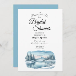 Snowy Mountain Winter Lake Bridal Shower Kaart