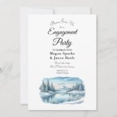 Snowy Mountain Winter Lake Engagement Party Kaart (Voorkant)