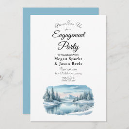 Snowy Mountain Winter Lake Engagement Party Kaart