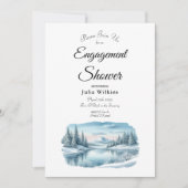 Snowy Mountain Winter Lake Engagement Shower Kaart (Voorkant)