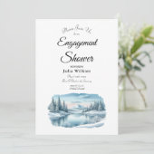 Snowy Mountain Winter Lake Engagement Shower Kaart (Staand voorkant)