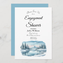 Snowy Mountain Winter Lake Engagement Shower Kaart