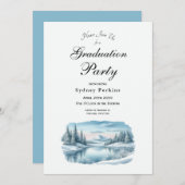 Snowy Mountain Winter Lake Graduation Party Kaart (Voorkant / Achterkant)