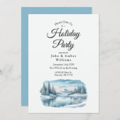 Snowy Mountain Winter Lake Holiday Party Kaart (Voorkant / Achterkant)