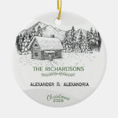 Snowy Mountain Winter Log Cabin Keramisch Ornament (Voorkant)