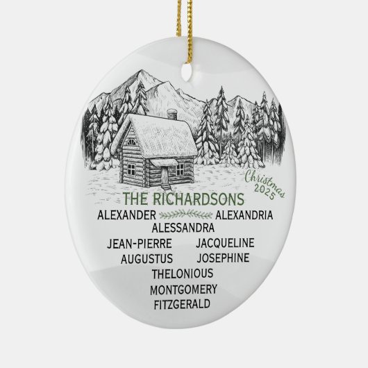 Snowy Mountain Winter Log Cabin X10 Keramisch Ornament (Rechts)