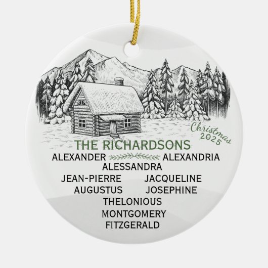 Snowy Mountain Winter Log Cabin X10 Keramisch Ornament (Voorkant)