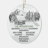 Snowy Mountain Winter Log Cabin X10 Keramisch Ornament (Links)