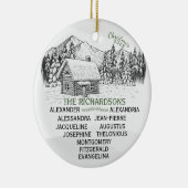 Snowy Mountain Winter Log Cabin X11 Keramisch Ornament (Rechts)