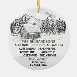 Snowy Mountain Winter Log Cabin X11 Keramisch Ornament