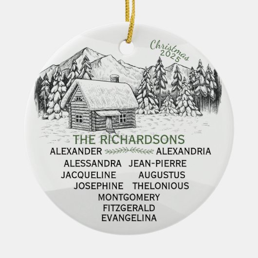 Snowy Mountain Winter Log Cabin X11 Keramisch Ornament (Voorkant)