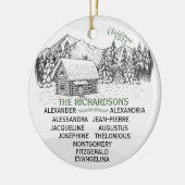 Snowy Mountain Winter Log Cabin X11 Keramisch Ornament (Links)