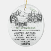 Snowy Mountain Winter Log Cabin X12 Keramisch Ornament (Links)
