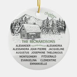 Snowy Mountain Winter Log Cabin X13 Keramisch Ornament