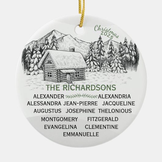 Snowy Mountain Winter Log Cabin X13 Keramisch Ornament (Voorkant)