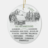 Snowy Mountain Winter Log Cabin X13 Keramisch Ornament (Links)