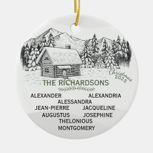Snowy Mountain Winter Log Cabin X9 Keramisch Ornament (Voorkant)