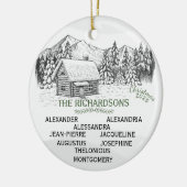 Snowy Mountain Winter Log Cabin X9 Keramisch Ornament (Links)