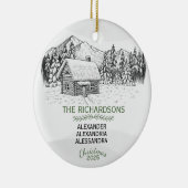 Snowy Mountain Winter Log Cabin X 3 Keramisch Ornament (Rechts)