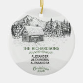 Snowy Mountain Winter Log Cabin X 3 Keramisch Ornament (Voorkant)