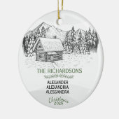 Snowy Mountain Winter Log Cabin X 3 Keramisch Ornament (Links)