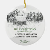 Snowy Mountain Winter Log Cabin X 4 Keramisch Ornament (Voorkant)