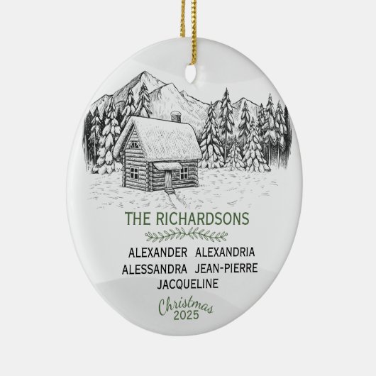 Snowy Mountain Winter Log Cabin X 5 Keramisch Ornament (Rechts)