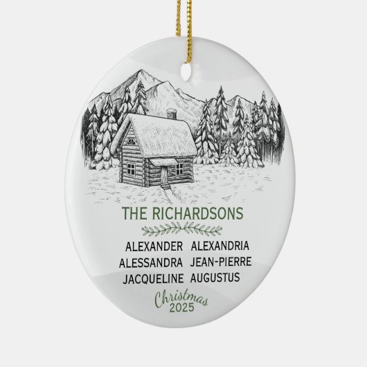 Snowy Mountain Winter Log Cabin X 6 Keramisch Ornament (Rechts)
