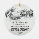 Snowy Mountain Winter Log Cabin X 6 Keramisch Ornament (Voorkant)