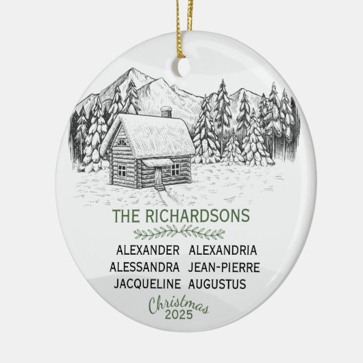 Snowy Mountain Winter Log Cabin X 6 Keramisch Ornament (Links)