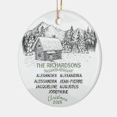 Snowy Mountain Winter Log Cabin X 7 Keramisch Ornament (Links)