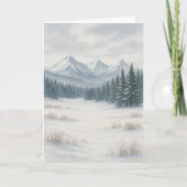 Snowy Mountain Winter Waterverf Wenskaart Kaart (Voorkant)
