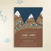 Snowy Mountains and Valley Winter Baby shower Kaart