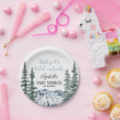 Snowy Mountains Baby Het is koud buiten Papieren Bordje (Feest)