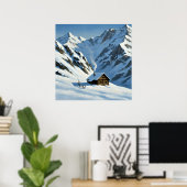 Snowy Mountains Cabin - schilderachtige landschaps Poster (Thuiskantoor)