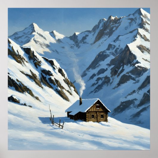 Snowy Mountains Cabin - schilderachtige landschaps Poster (Voorkant)