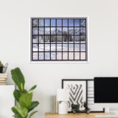 Snowy Mountains Faux Winter Scene Window Poster (Thuiskantoor)