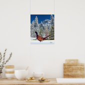 Snowy Mountains met Pheasant Semi Gloss-Poster Poster (Keuken)