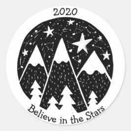 Snowy Mountains Pine B/W Ronde Sticker