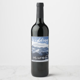 Snowy Mountains Scene Wedding Wijn Etiket