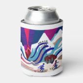 Snowy Mountains with Skiers Blikjeskoeler (Blikje Voorkant)