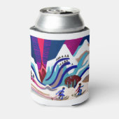 Snowy Mountains with Skiers Blikjeskoeler (Blikje Achterkant)