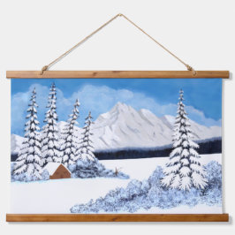 Snowy Mountains Wood Topped wandtapijten Hangend Wandkleed